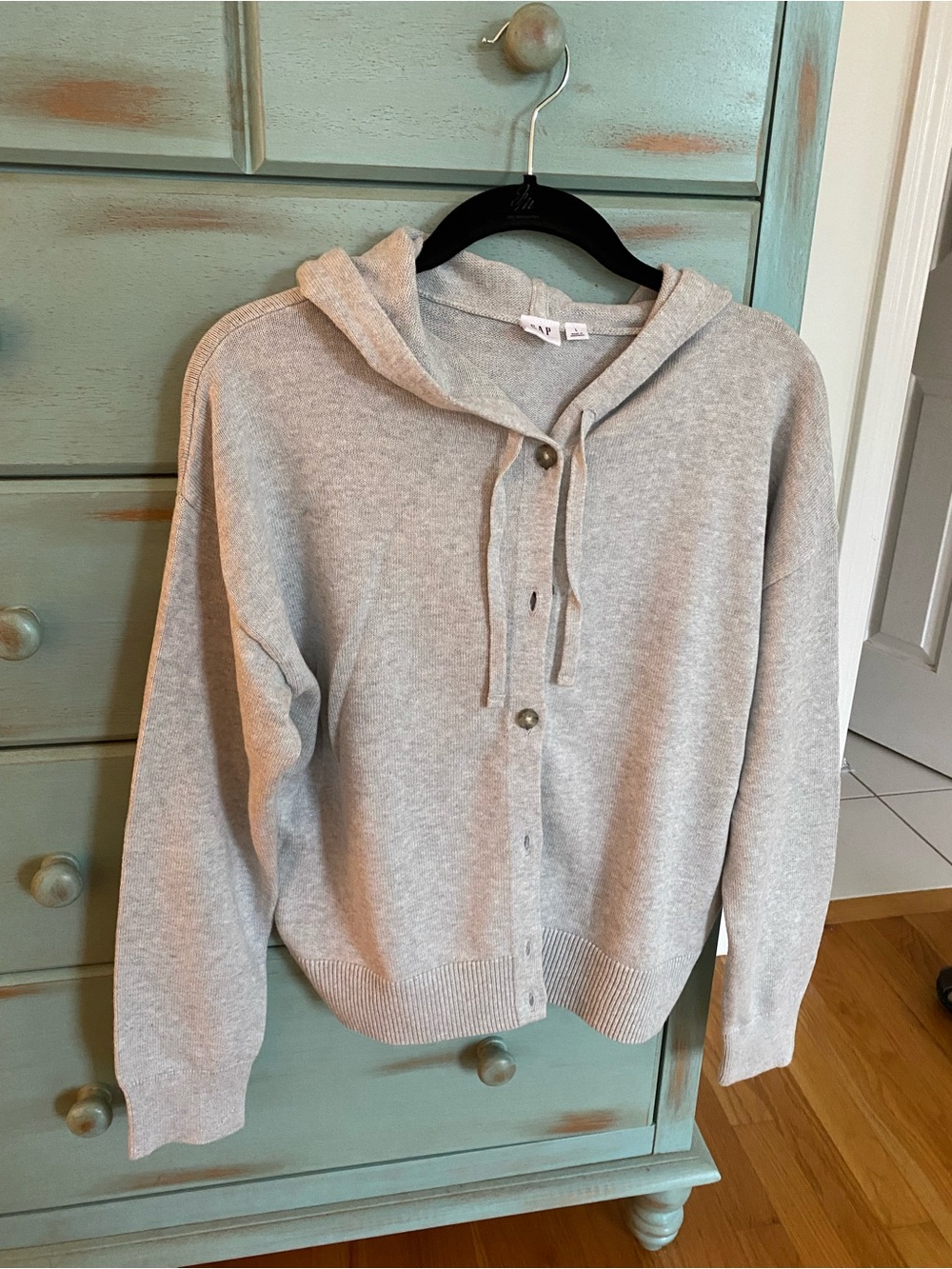 GAP Light Gray Hooded Button-Up Cardigan